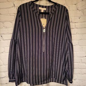 MICHAEL Michael Kors, Size: XL, Black and White Striped Blouse